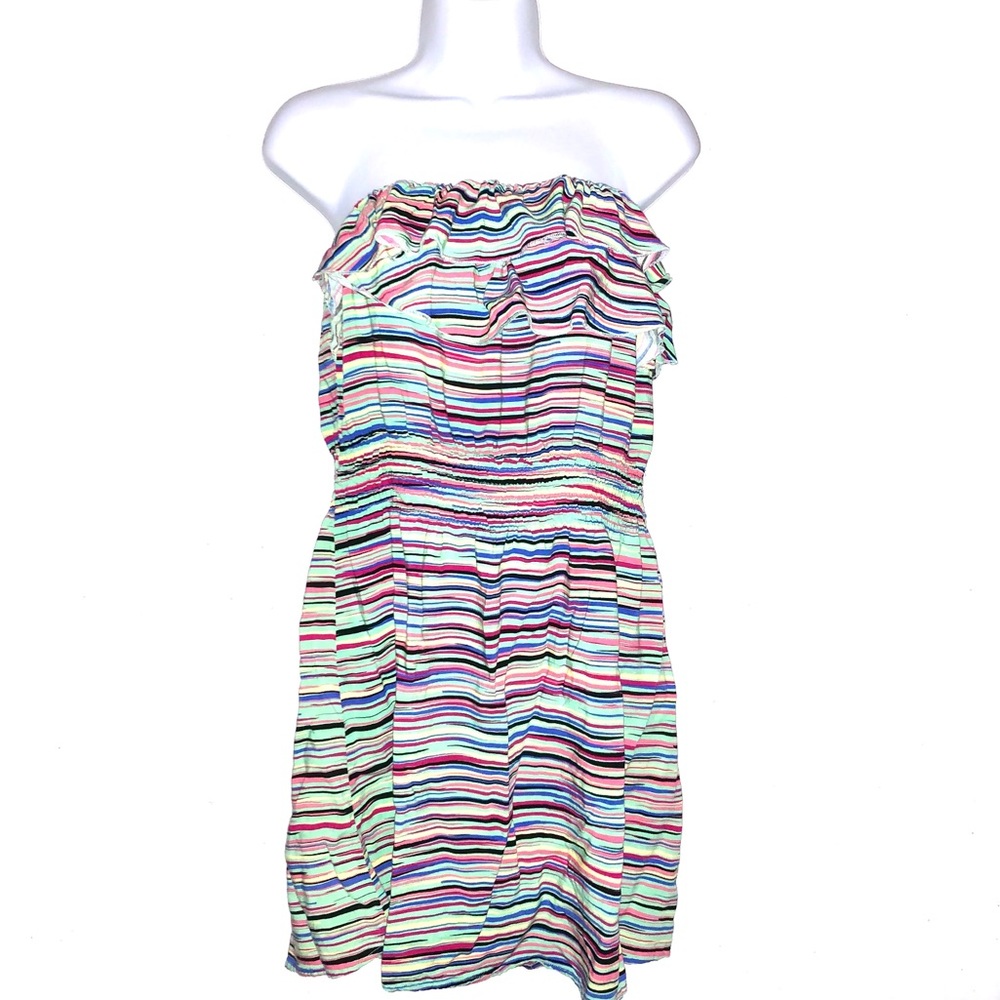 Derek Heart Striped Rainbow Swim Coverup